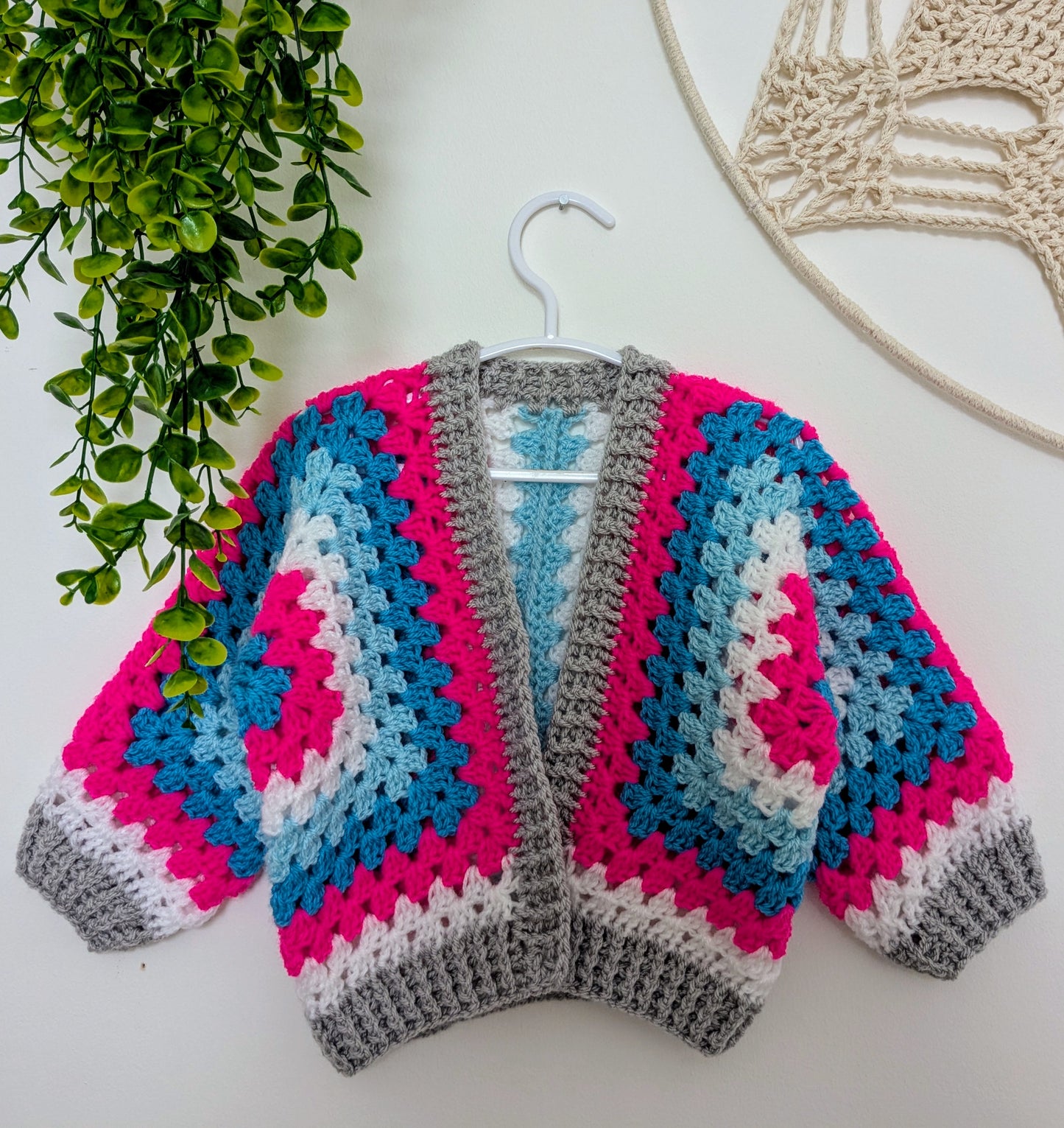 Blue -pink-white toddler cardigan