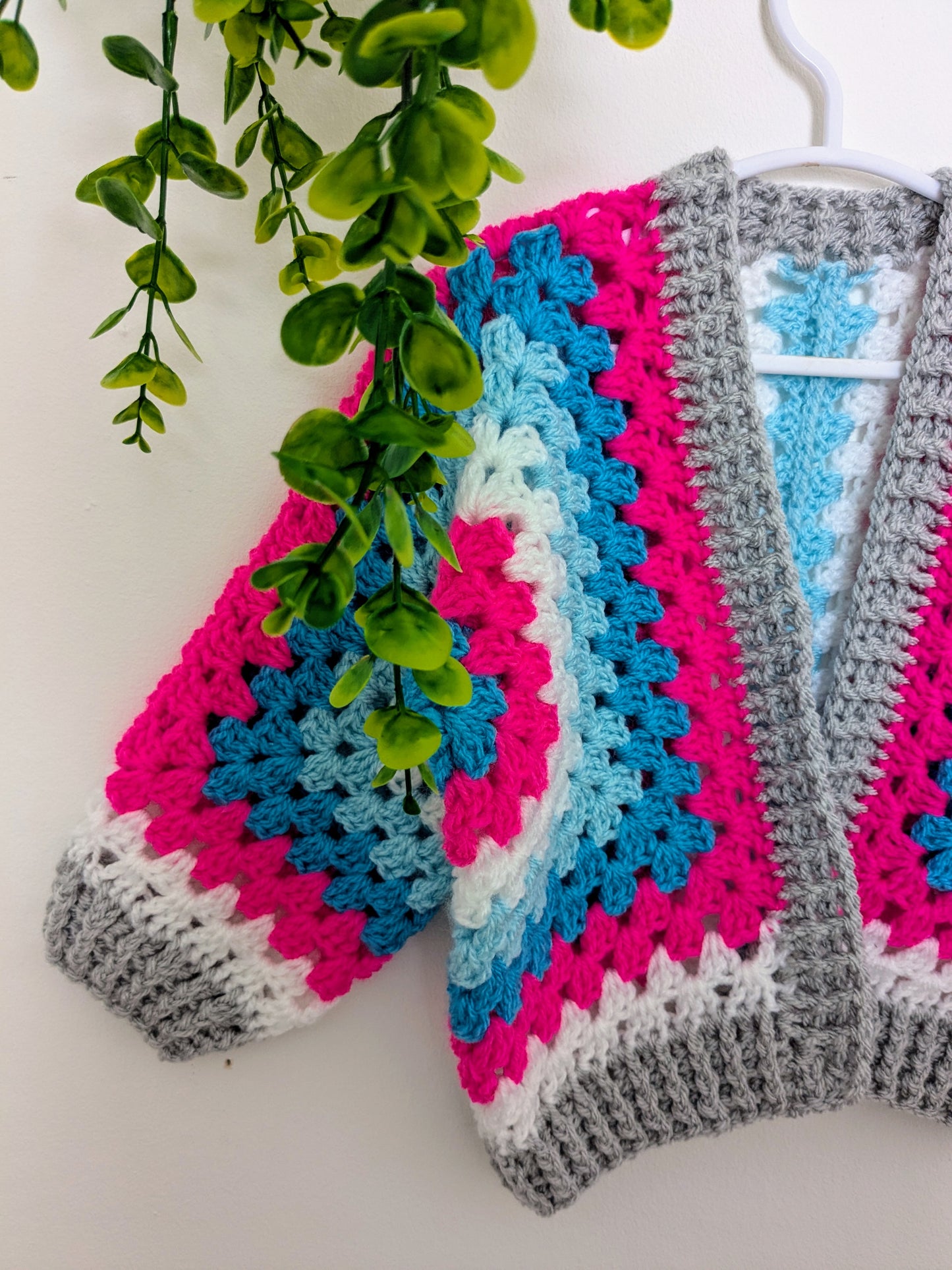 Blue -pink-white toddler cardigan