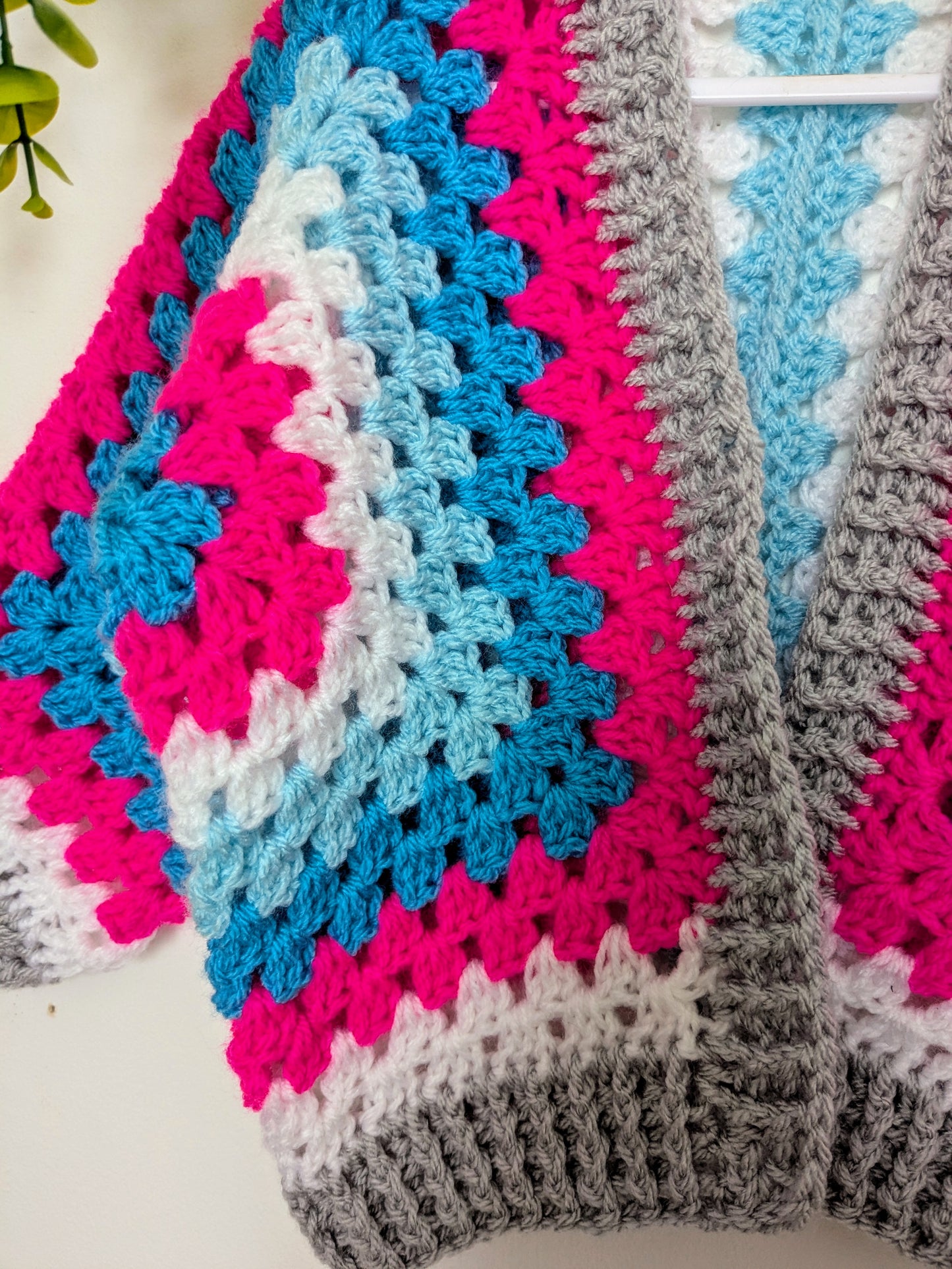 Blue -pink-white toddler cardigan