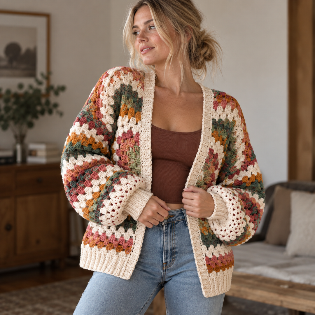 Granny Hexagon Cardigan Crochet Pattern, Beginner Made To Measure Sweater