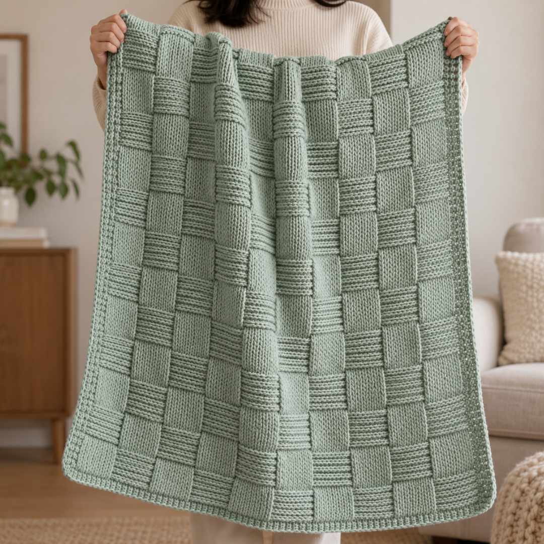 Basketweave Crochet Blanket Pattern, Beginner Friendly Textured Afghan