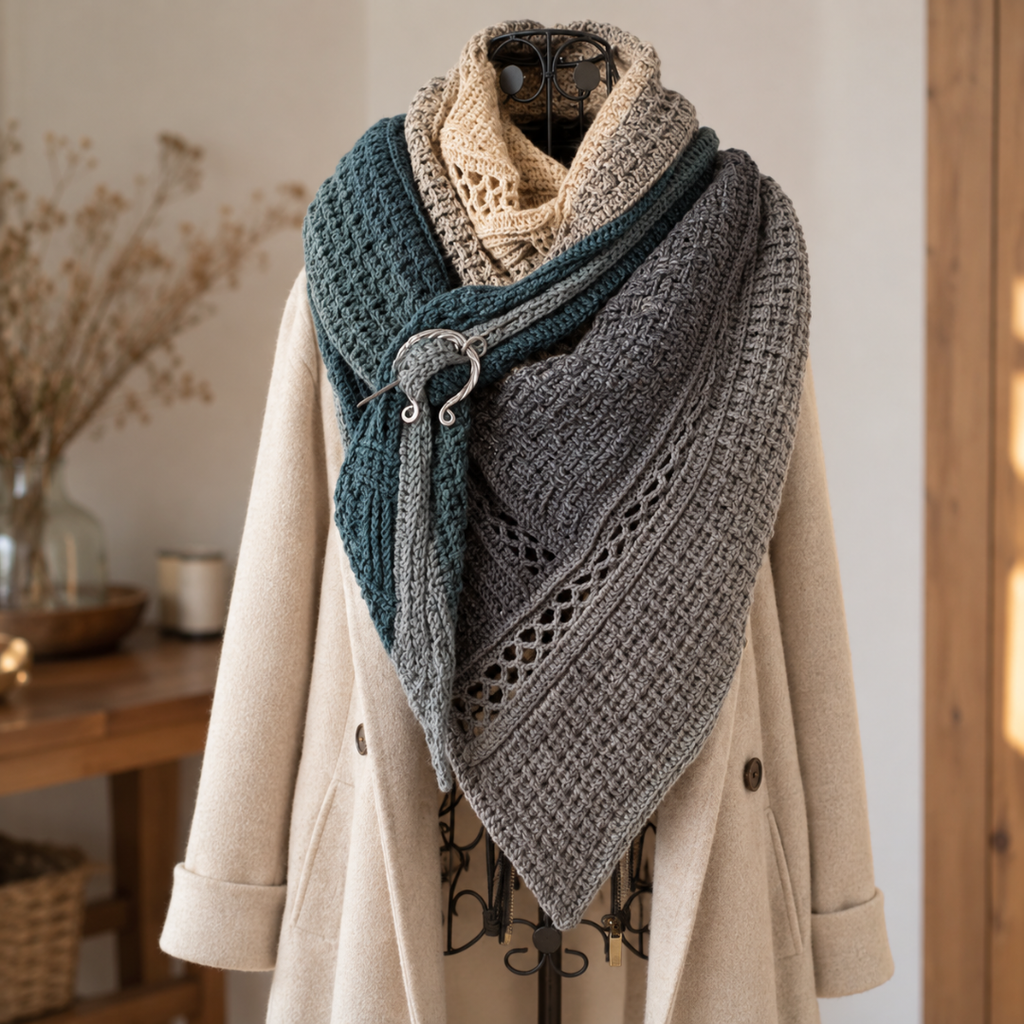 Triangular Scarf Crochet Pattern, Elegant Akaste Shawl Design