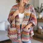 Chunky Pocket Shawl Crochet Pattern, Easy Beginner Granny Stitch Design