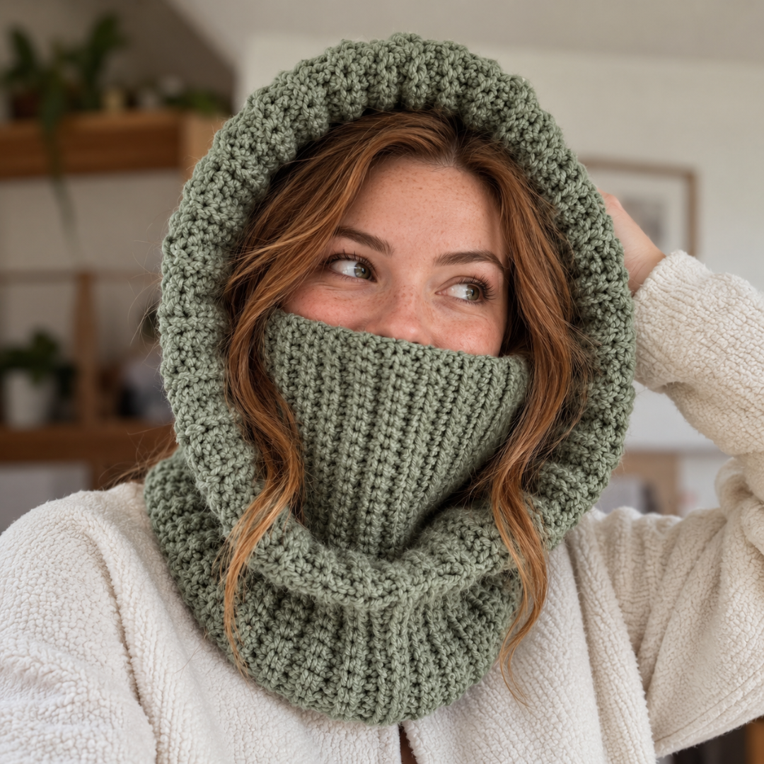 Crochet Balaclava Pattern, Hooded Neck Cowl For Adults And Kids