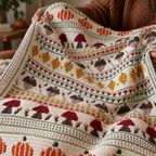 Fall Crochet Blanket Pattern, Autumn Mosaic Afghan With Pumpkins