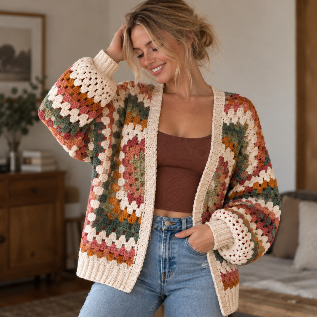 Granny Hexagon Cardigan Crochet Pattern, Beginner Made To Measure Sweater