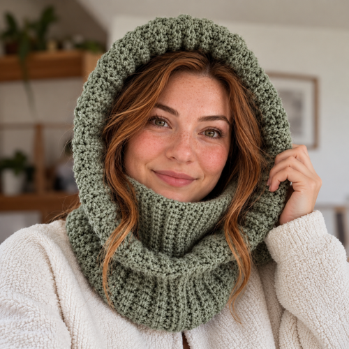 Crochet Balaclava Pattern, Hooded Neck Cowl For Adults And Kids