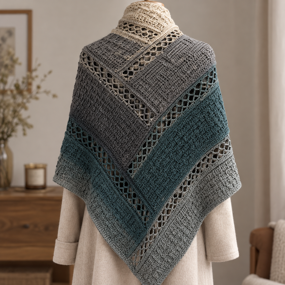 Triangular Scarf Crochet Pattern, Elegant Akaste Shawl Design