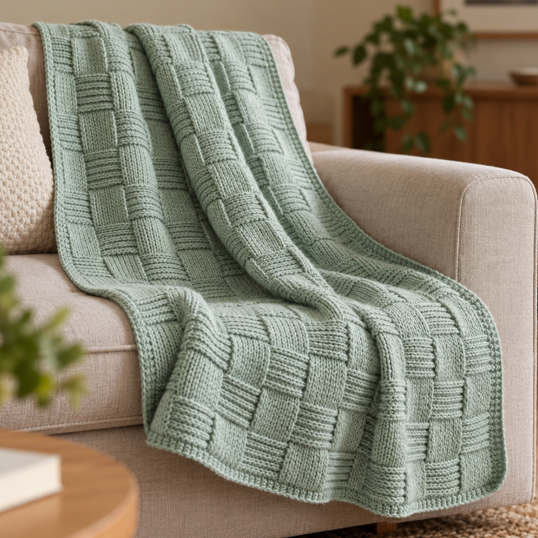 Basketweave Crochet Blanket Pattern, Beginner Friendly Textured Afghan