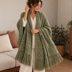 Rosewood Shawl Crochet Pattern, Oversized Granny Square Fringe Wrap