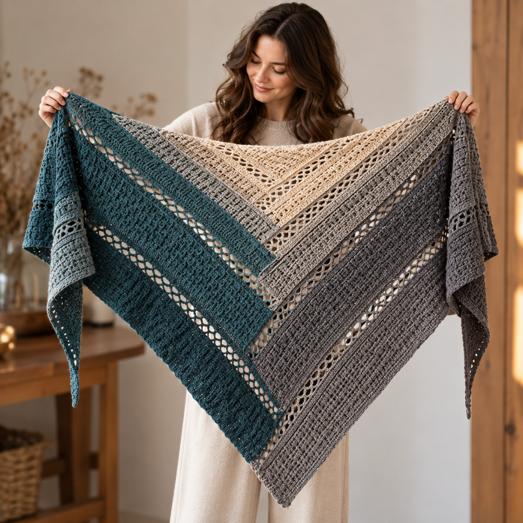 Triangular Scarf Crochet Pattern, Elegant Akaste Shawl Design